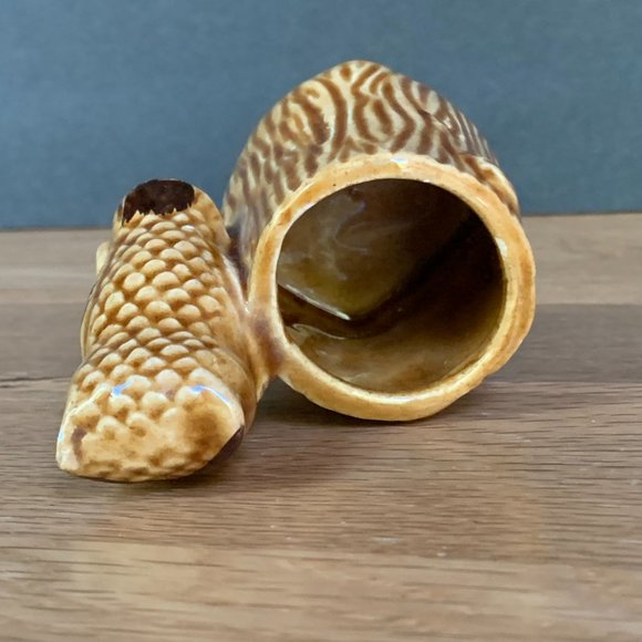 VTG Owl Toothpick Holder 70s Japan Tree Stump Ceramic Flowers Retro Boho Kitchen - Picture 7 of 10